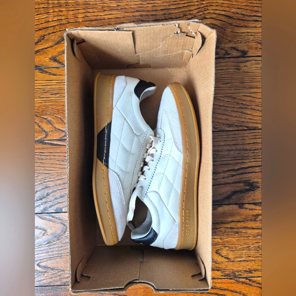 New Cole Haan Shoes Size 6 - Neutral White Black Beige Accents - Leather Sneaker